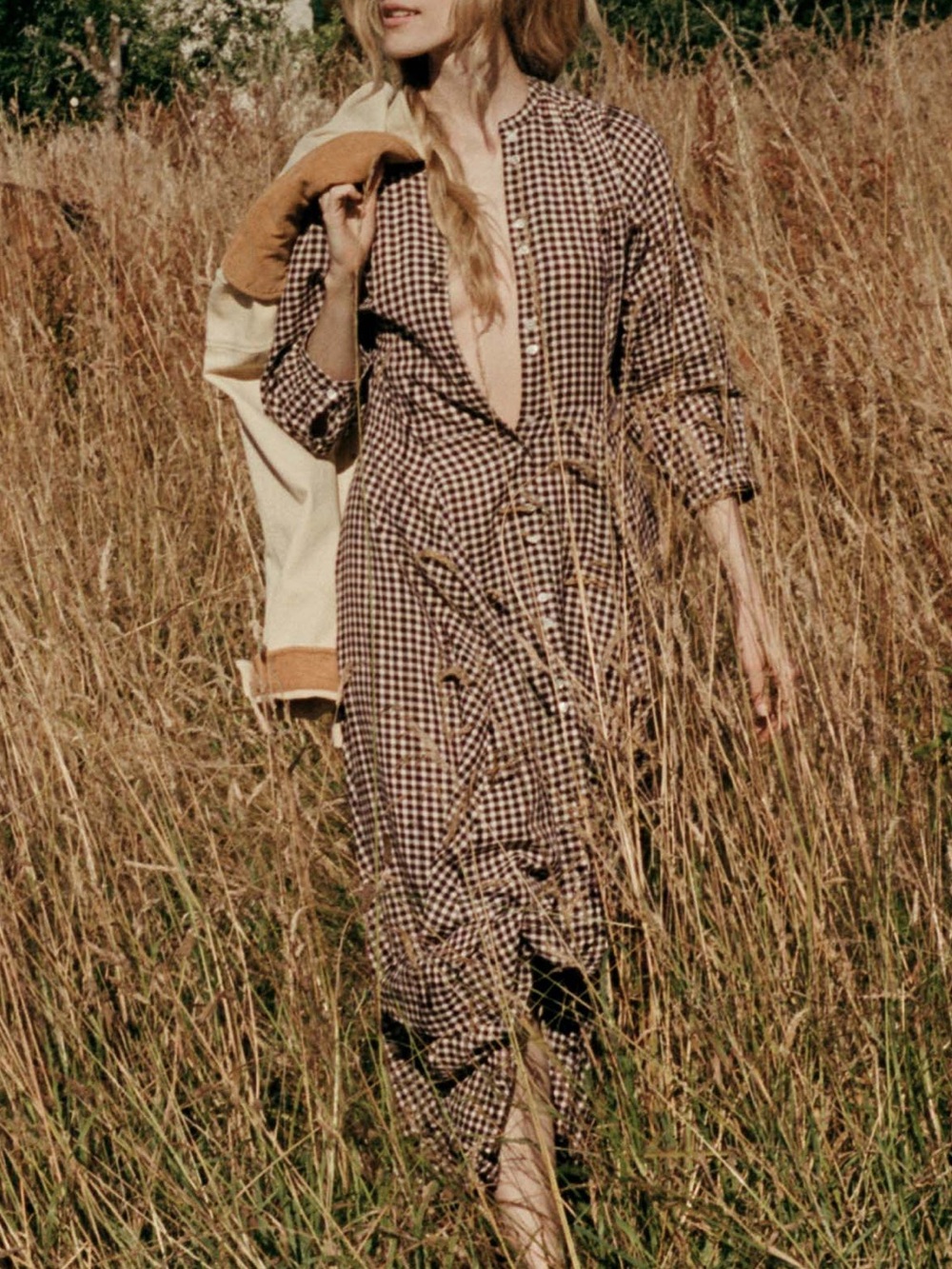 DÔEN Madelaine Dress Brown Gingham Long-sleeve XXS